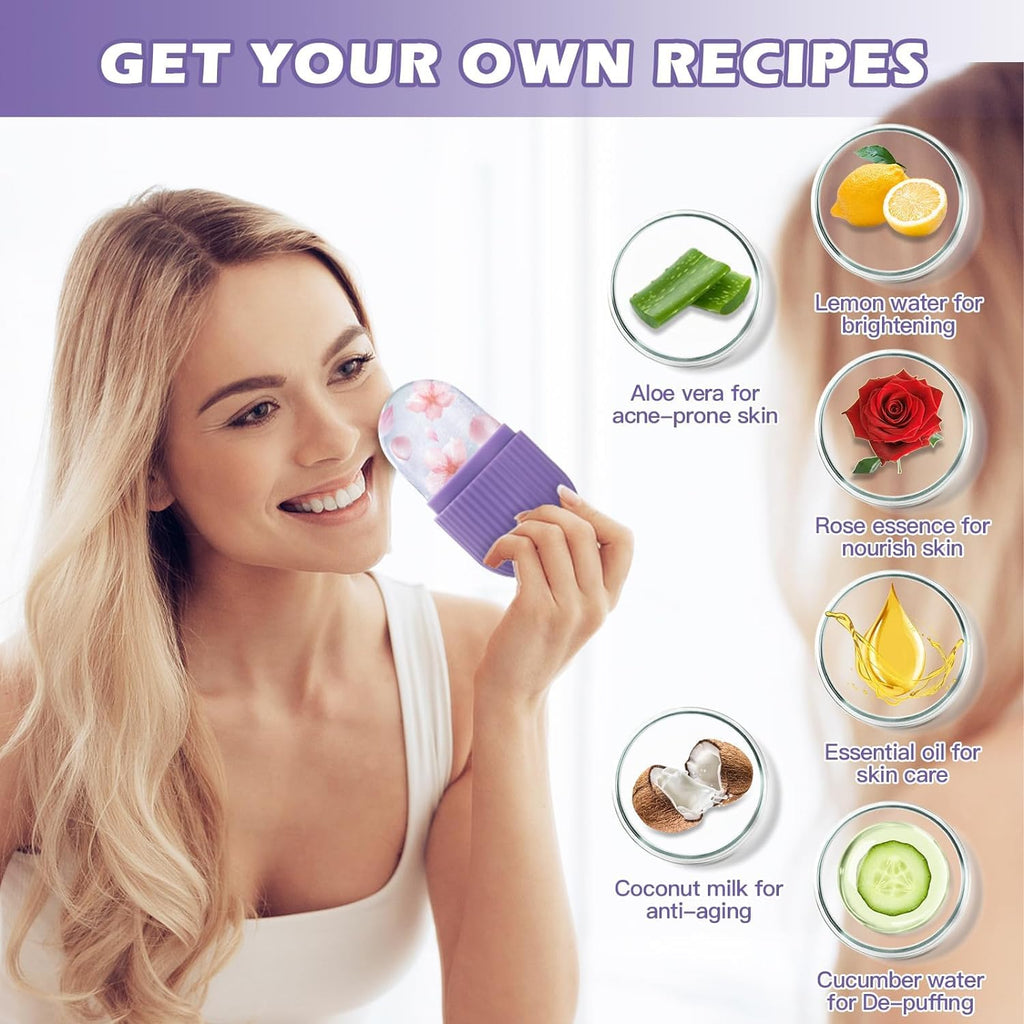 Ice Face Roller Silicone Facial Cube for Eyes Neck Massage Remove Dark Circle Pore Shrink Face Skin Care Ice Pack Mould for Knee,Back Pain Relief,Injuries Beauty Tools (Multicolour)