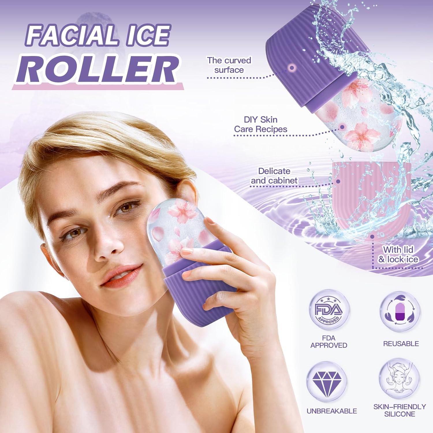 Ice Face Roller Silicone Facial Cube for Eyes Neck Massage Remove Dark Circle Pore Shrink Face Skin Care Ice Pack Mould for Knee,Back Pain Relief,Injuries Beauty Tools (Multicolour)