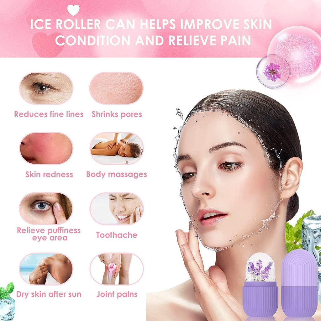 Ice Face Roller Silicone Facial Cube for Eyes Neck Massage Remove Dark Circle Pore Shrink Face Skin Care Ice Pack Mould for Knee,Back Pain Relief,Injuries Beauty Tools (Multicolour)